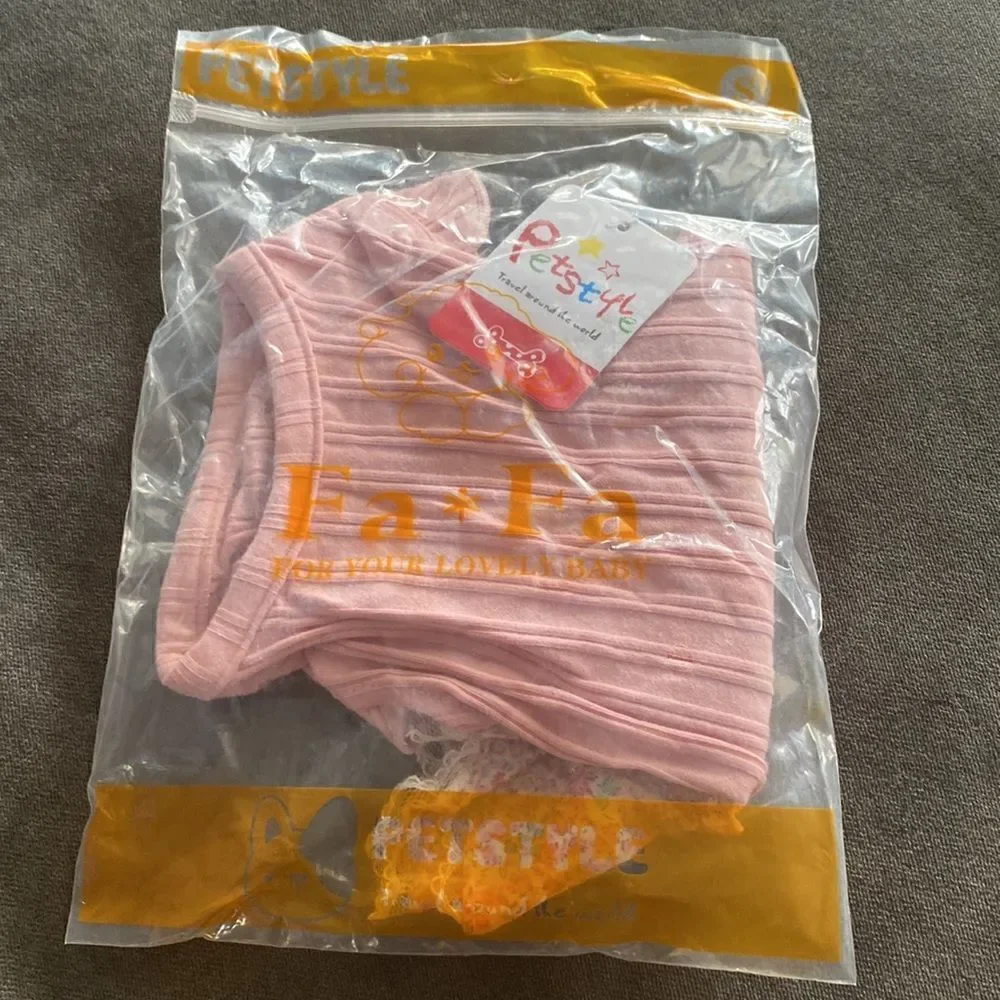Dog Dress Pink and White Size S NWT